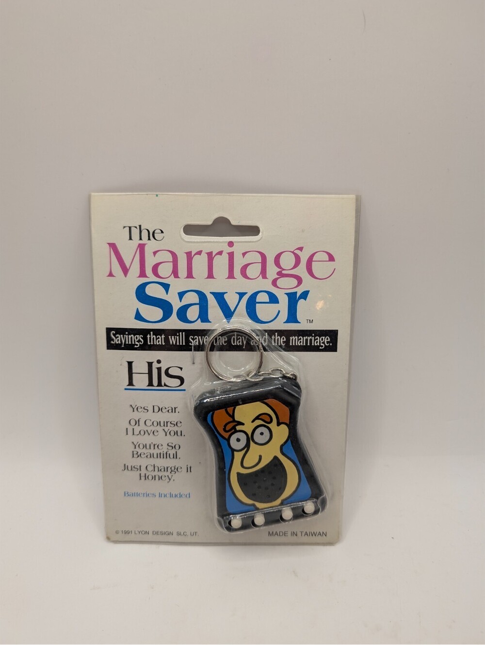 The Marriage Saver Gag Gift 90s Retro Joke Talking Keychain NOS Lyon Design